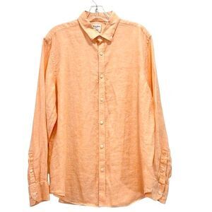 Baird Mcnutt Men’s Orange Long Sleeve Linen Murano Button Up Shirt Size Large
